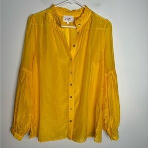 Bird & Knoll Eddy Shirt Yellow Cotton Silk Resort Wear Small